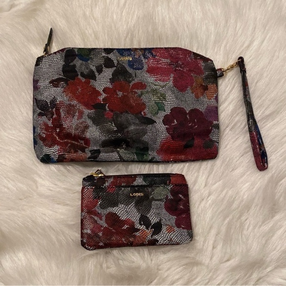 LODIS Small Clutch Zip Bag‎ Small Coin Purse Both Zip Up Floral Print